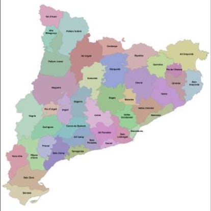 Mapa de les comarques catalanes.