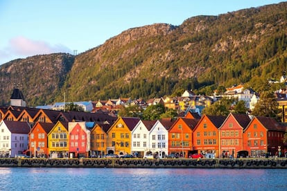 Vista del puerto histórico de Bryggen, en la ciudad noruega de Bergen. 