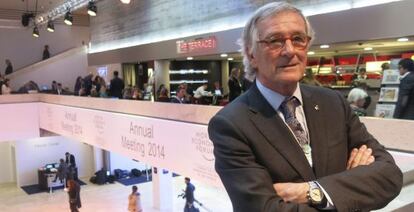 El alcalde de Barcelona, Xavier Trías, posa en las instalaciones donde se celebra el Foro Económico de Davos, el pasado 22 de enero.