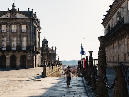 Uno de los rincones de la Praza do Obradoiro, en Santiago de Compostela (A Coruña).