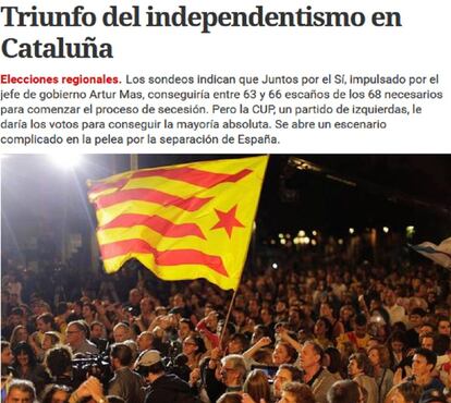 Triomf de l'independentisme a Catalunya.