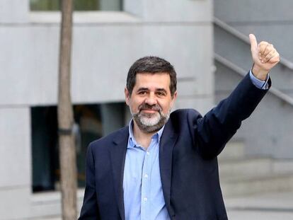 Jordi Sànchez y Jordi Cuixart a su llegada a la Audiencia Nacional para declarar por sedición.