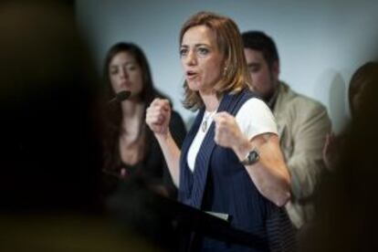 Carme Chacón, durante un acto celebrado hoy en Santa Cruz de Tenerife.