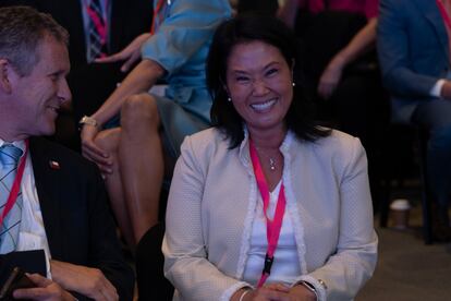 La excandidata presidencial peruana Keiko Fujimori, durante la ceremonia de inauguración del Foro Económico Internacional América Latina y el Caribe 2025.
