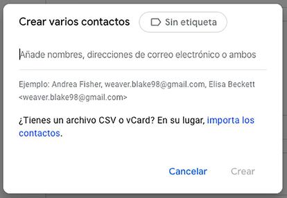 Importar varios contactos a la vez en Google.