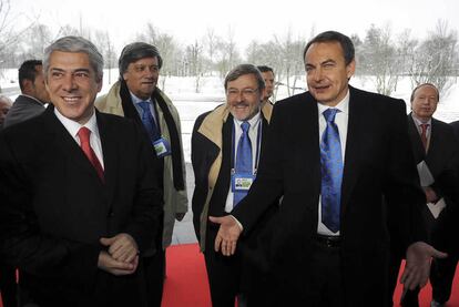 Los presidentes de España, Rodríguez Zapatero, y de Portugal, José Sócrates, participaron en la presentación ante la FIFA de la candidatura de ambos países.