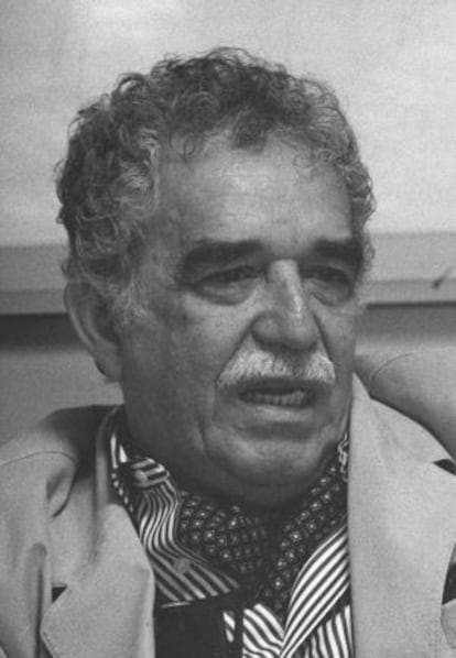 El escritor Gabriel García Márquez, durante la charla coloquio en la Escuela de Periodismo de la Universidad Autónoma de Madrid en 1994.