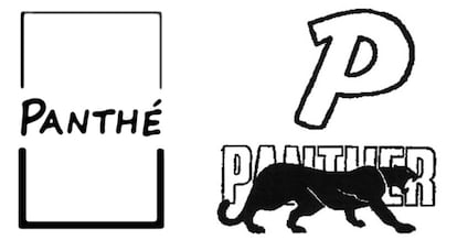 A la izquierda el logotipo de la marca Panthé, que El Corte Inglés recurrió por riesgo de confusión con su marca Panther, a la derecha.