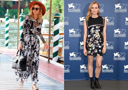 Diane Kruger 
	

	La actriz alemana fue una de las primeras en llegar al festival. Kruger forma parte del jurado de esta edición y posó junto a sus compañeros en el photocall con vestido floral de la firma Preen y botas planas de charol.