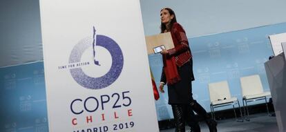 Carolina Schmidt, ministra chilena de Medio Ambiente y presidenta de la Cumbre del Clima número 25 (COP25), el domingo 15 de diciembre en Madrid en la conclusión del evento.