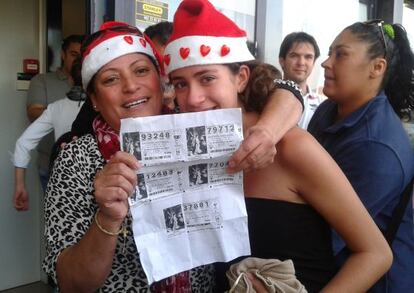 Dos agraciadas con fotocopias del número agraciado con el segundo premio en Granadilla de Abona.