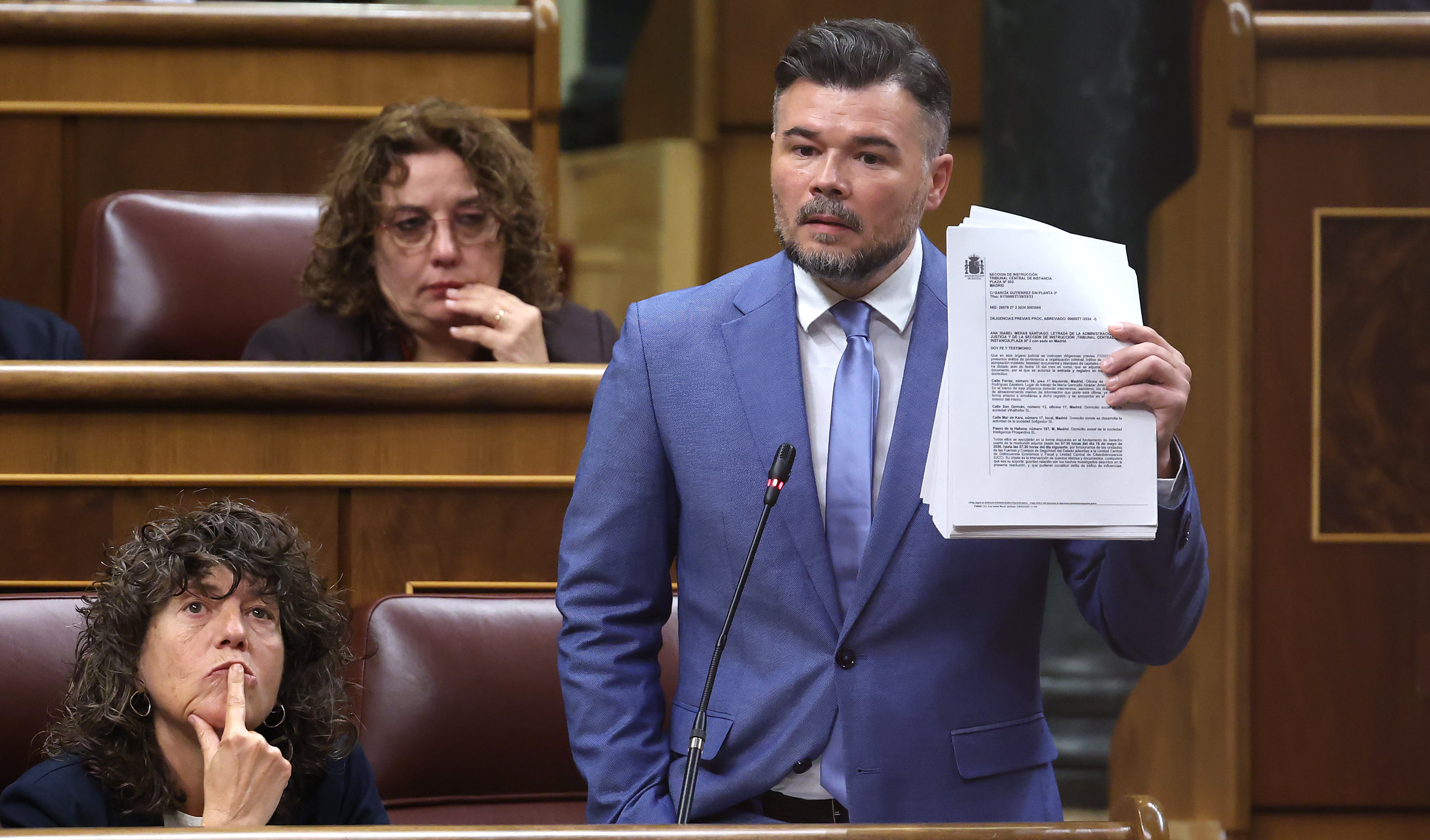 El portavoz parlamentario de ERC, Gabriel Rufián, interviene este miércoles en el pleno del Congreso.
