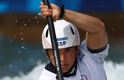 La piragüista española Maialen Chourraut en acción durante el segundo día de competición de los Juegos Olímpicos, el 28 de julio.