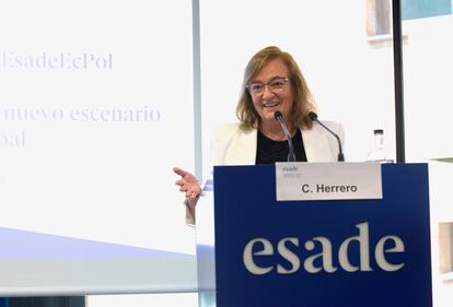 Cristina Herrero, durante la jornada organizada por EsadeEcPol este miércoles, en Madrid.