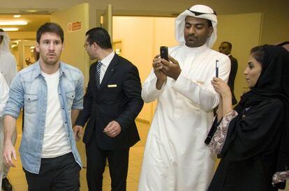 Messi a su llegada a Arabia Saudí.