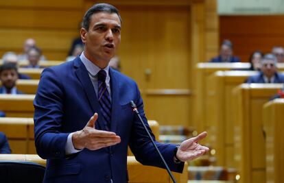 El presidente del Gobierno, Pedro Sánchez, intervenía el miércoles durante la sesión de control al Gobierno en el Senado.