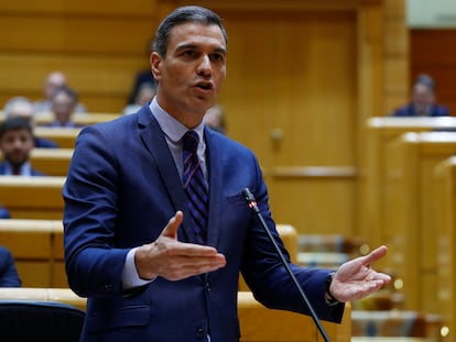 El presidente del Gobierno, Pedro Sánchez, intervenía el miércoles durante la sesión de control al Gobierno en el Senado.