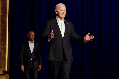 Joe Biden llega a un acto de recaudación de fondos para su campaña en Los Ángeles, el 15 de junio.