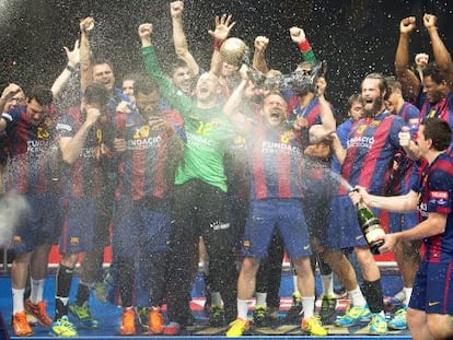 El Bar&ccedil;a celebra su &uacute;ltima Champions.