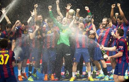 El Barça celebra su última Champions.