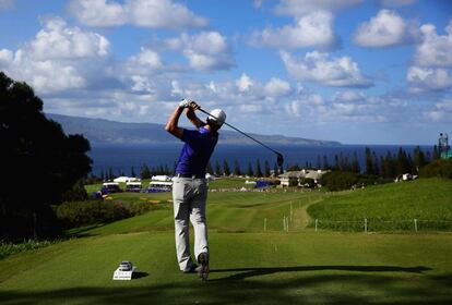 El golfista Zach Johnson durante en la final del Torneo Hyundai que se está celebrando en Lahaina, Hawai.