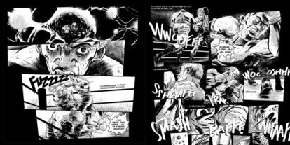 Dos páginas de 'Versus', el nuevo cómic de Bustos.