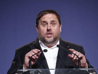 El vicepresident Junqueras, durant una roda de premsa a Barcelona.