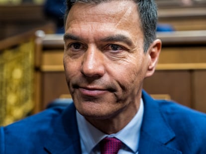 Pedro Sánchez, este miércoles durante la sesión de control al Gobierno en el Congreso.