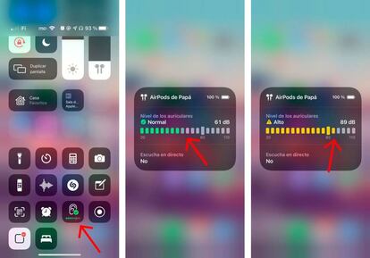Control de decibelios en los Airpods.