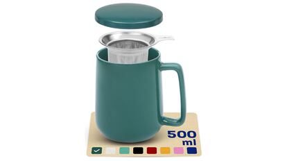 Taza de té con filtro y tapa en multitud de colores, más de 1.500 valoraciones