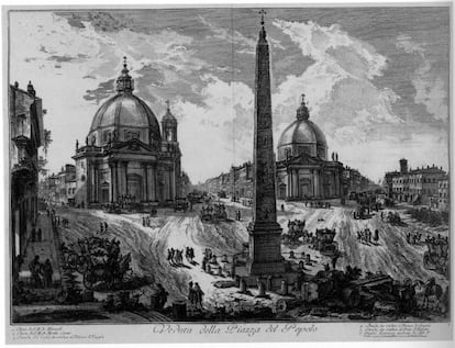 Vista de la Piazza del Popolo a Roma, de Piranesi.