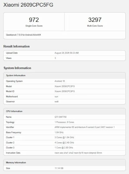 Datos del POCO X8s