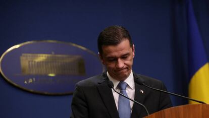 El primer ministro de Rumania, durante un discurso en febrero