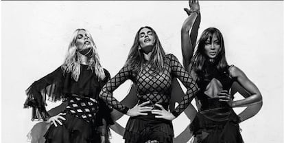 Claudia Schiffer, Cindy Crawford y Naomi Campbell para la campaña de Balmain.
