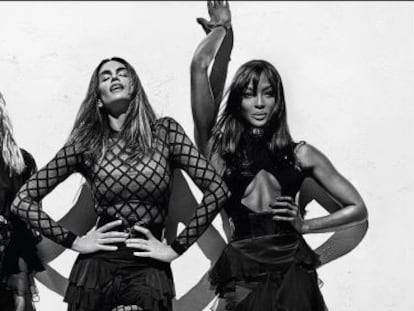 Claudia Schiffer, Cindy Crawford y Naomi Campbell para la campa&ntilde;a de Balmain. 