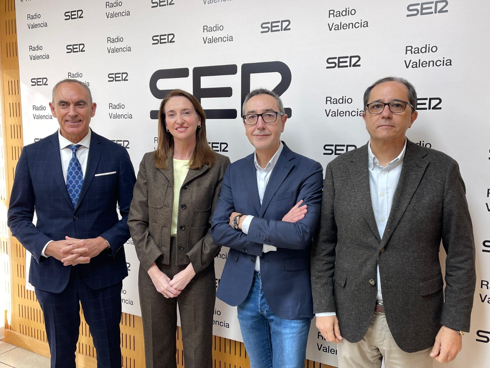 Imagen de los candidatos a rector de la UV durante su debate en la Cadena Ser de Valencia.