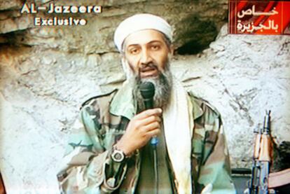 Imagen de un vídeo de Osama bin Laden emitido por la cadena qatarí Al Jazeera.