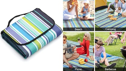 Este modelo de manta, que sirve para hacer pícnic encima de ella, se vende en tres colores.