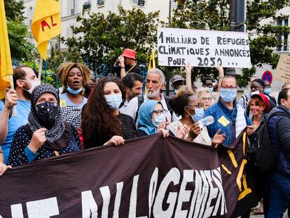 Manifestación de migrantes en París, este pasado 21 de agosto.