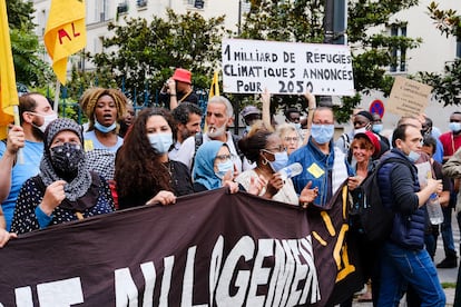 Manifestación de migrantes en París, este pasado 21 de agosto.