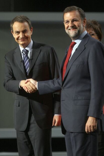 Zapatero y Rajoy, en su segundo cara a cara en televisión en marzo de 2008.