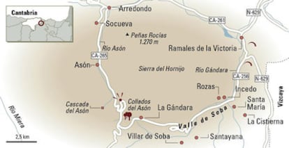 Mapa de la zona del valle del Soba.