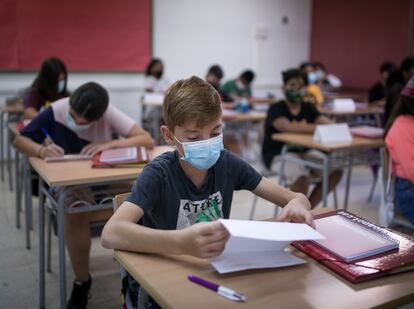 Una clase de primero de la ESO, el curso pasado, en el instituto Joanot Martorell de Esplugues de Llobregat, Barcelona.