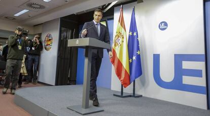 El presidente español, Pedro Sánchez, este domingo en Bruselas.