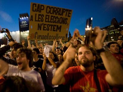 Cassolada a la plaça Catalunya, el maig del 2011.