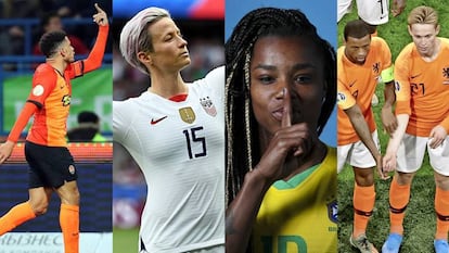 Taison, Rapinoe, Ludmila e Wijnaldum: atletas se posicionam contra a discriminação.