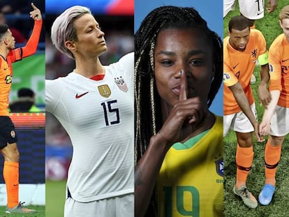 Taison, Rapinoe, Ludmila e Wijnaldum: atletas se posicionam contra a discriminação.