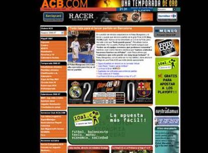 Imagen de la portada de ayer de la ACB en Internet.