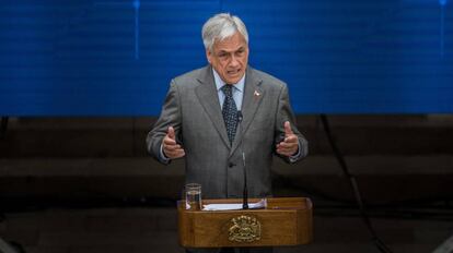 Sebastián Piñera discursa em Santiago nesta quarta-feira, 7 