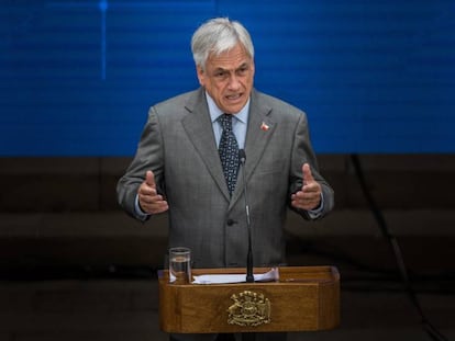 Sebastián Piñera discursa em Santiago nesta quarta-feira, 7 